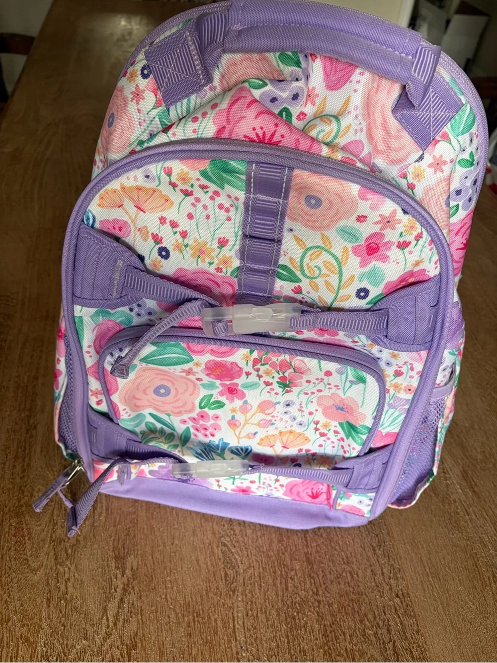 NWOT Pottery Barn Kids Lavender Floral Blooms Mackenzie Backpack Size Large